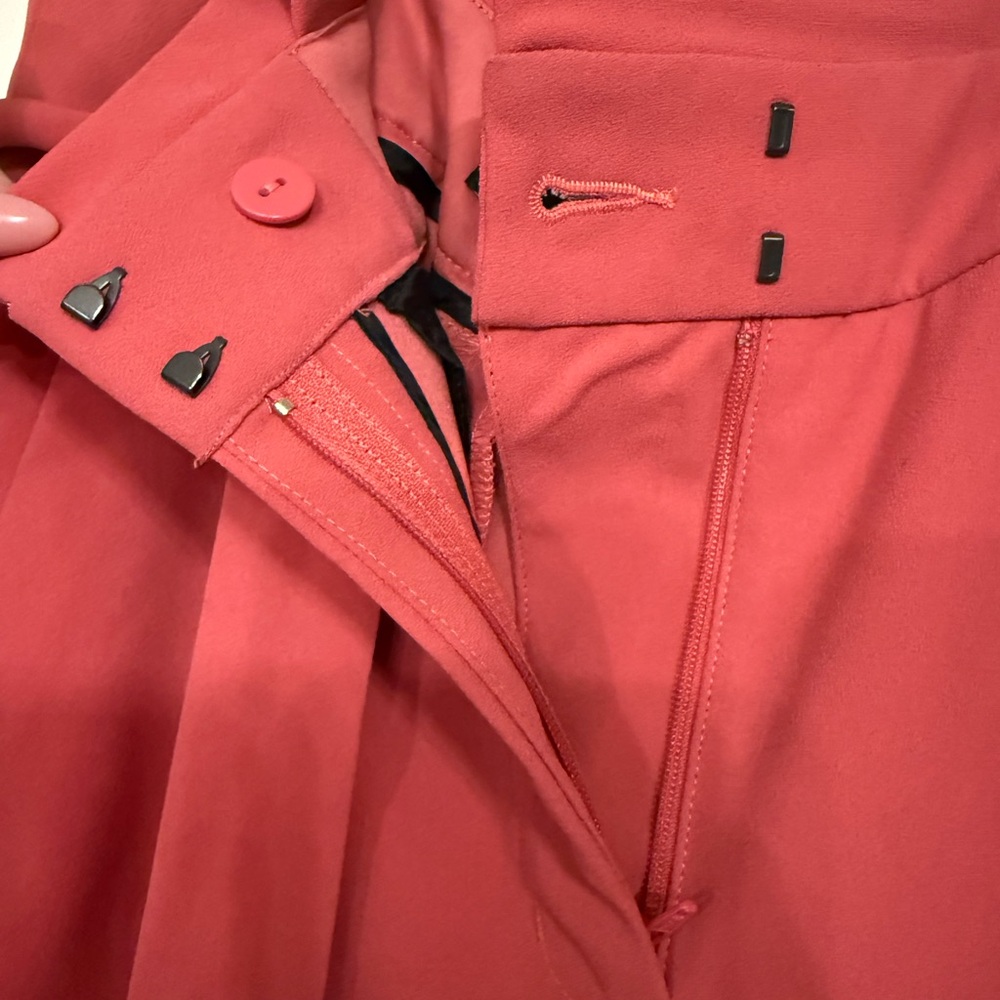 Express Women's High Waisted Paperbag Belted Ankle Pant in Rose Pink Sz 8 - Picture 4 of 7